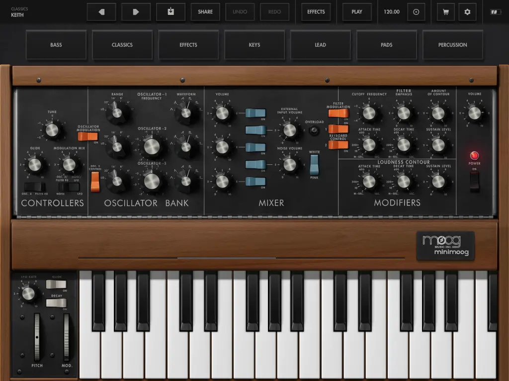 Minimoog iPad interface