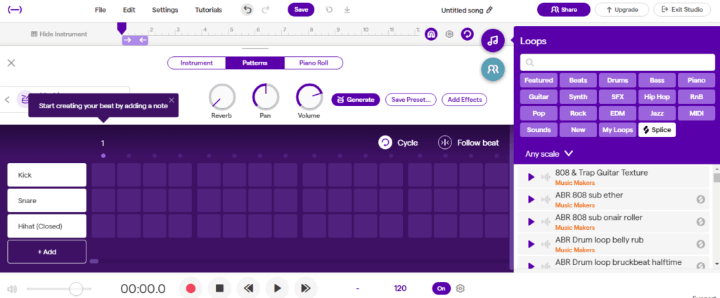 Soundtrap online beat software